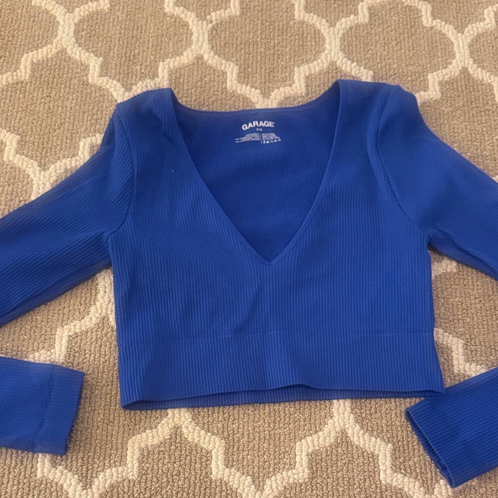 Garage Vivid Blue V-Neck Crop Top